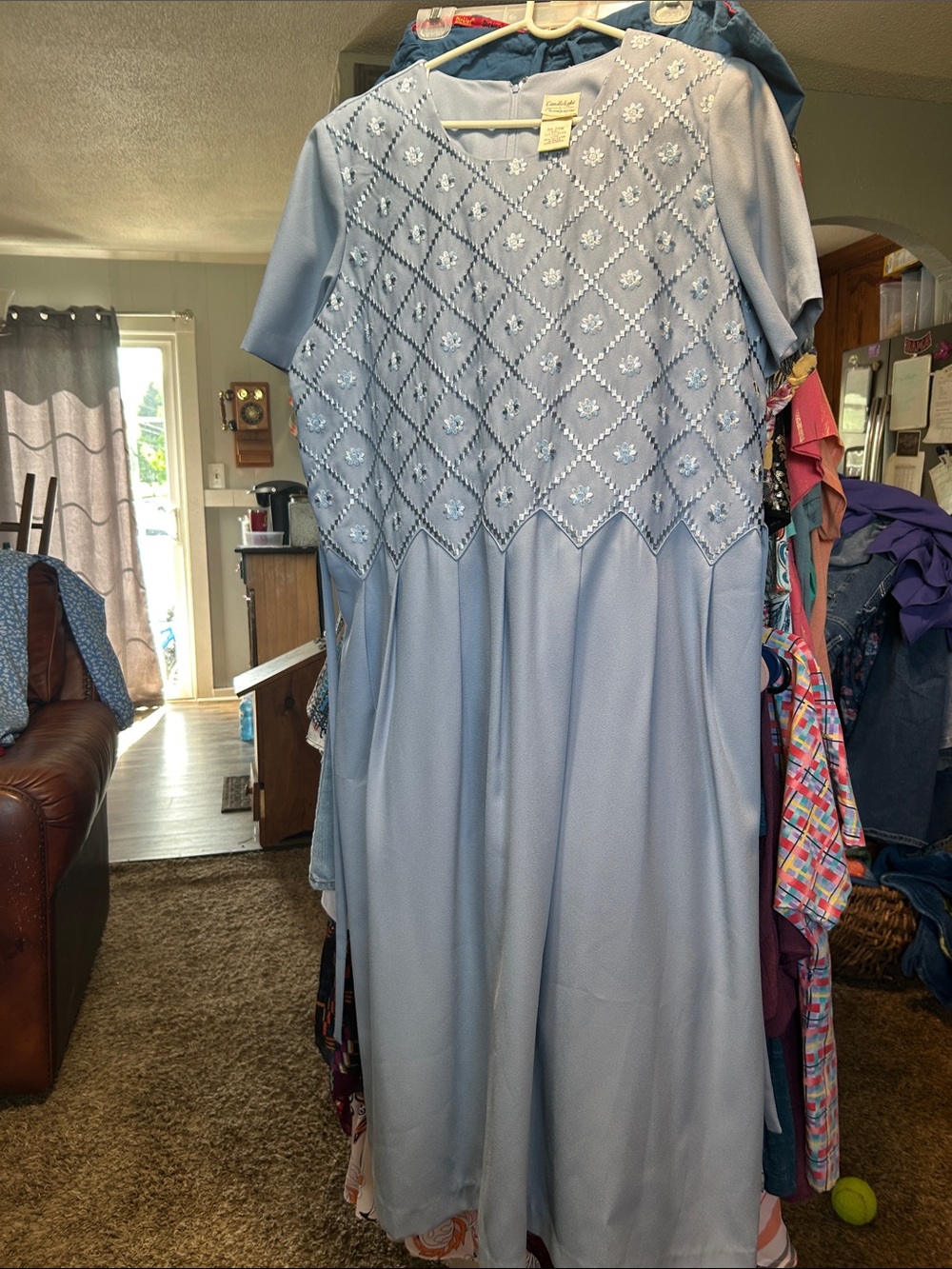 Candlelight & Champagne Embroidered Light Blue Midi Dress Size 20W